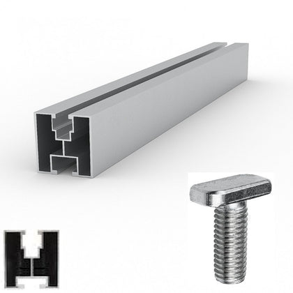 Profil aluminiu tip H lungime 3.3m 40x40mm structura pentru montare sisteme fotovoltaice